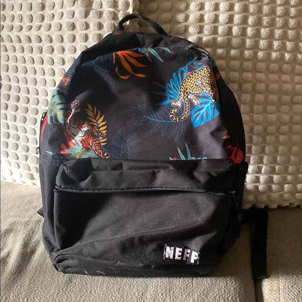Neff Black Backpack with Vibrant Animal Print